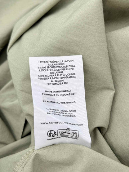 Pre - loved FAITHFULL THE BRAND Smocked Khaki Size US 12 Midi Dress at Reems Closet