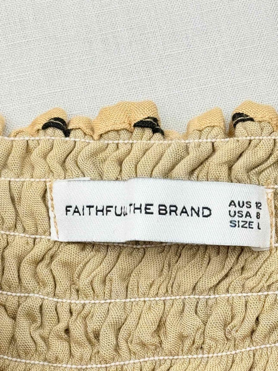 Pre-loved FAITHFULL THE BRAND Tan & Black Size US 8 Midi Dress at Reems Closet