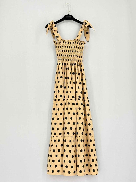 Pre-loved FAITHFULL THE BRAND Tan & Black Size US 8 Midi Dress at Reems Closet