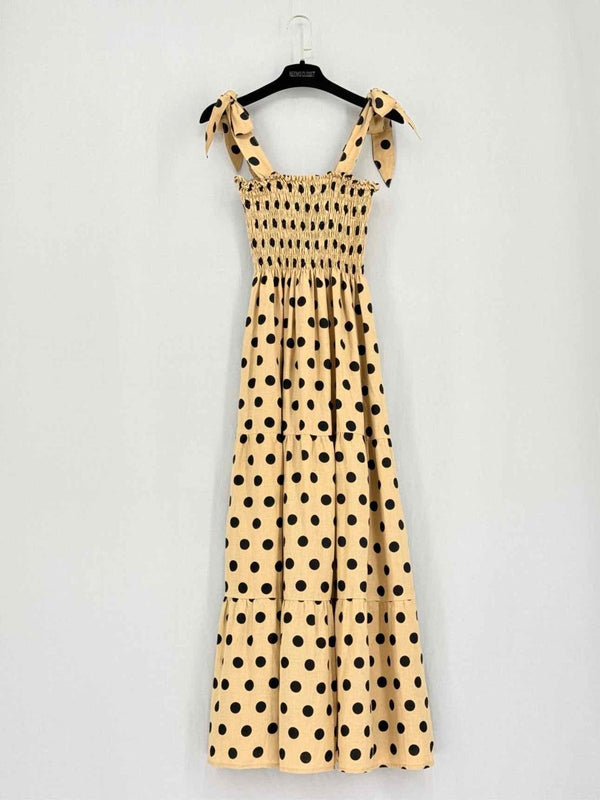 Pre-loved FAITHFULL THE BRAND Tan & Black Size US 8 Midi Dress at Reems Closet