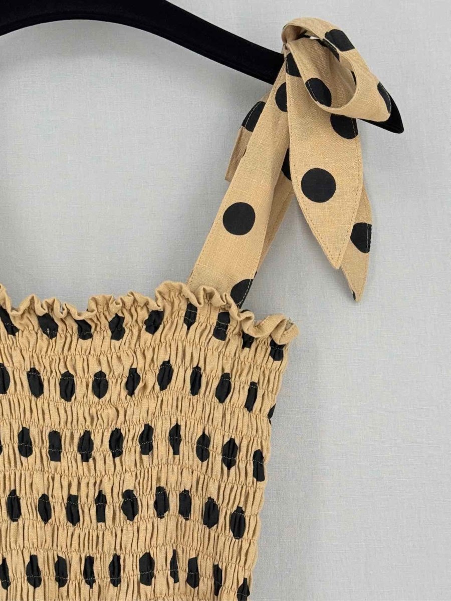 Pre-loved FAITHFULL THE BRAND Tan & Black Size US 8 Midi Dress at Reems Closet