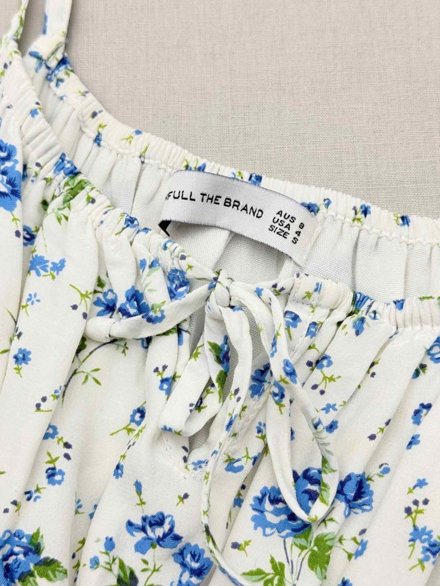 Pre-loved FAITHFULL THE BRAND White & Blue Size US 4 Midi Dress at Reems Closet