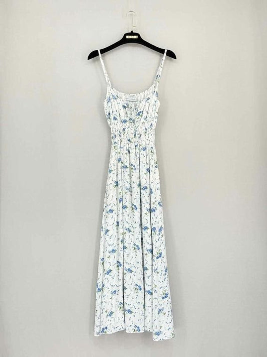 Pre-loved FAITHFULL THE BRAND White & Blue Size US 4 Midi Dress at Reems Closet