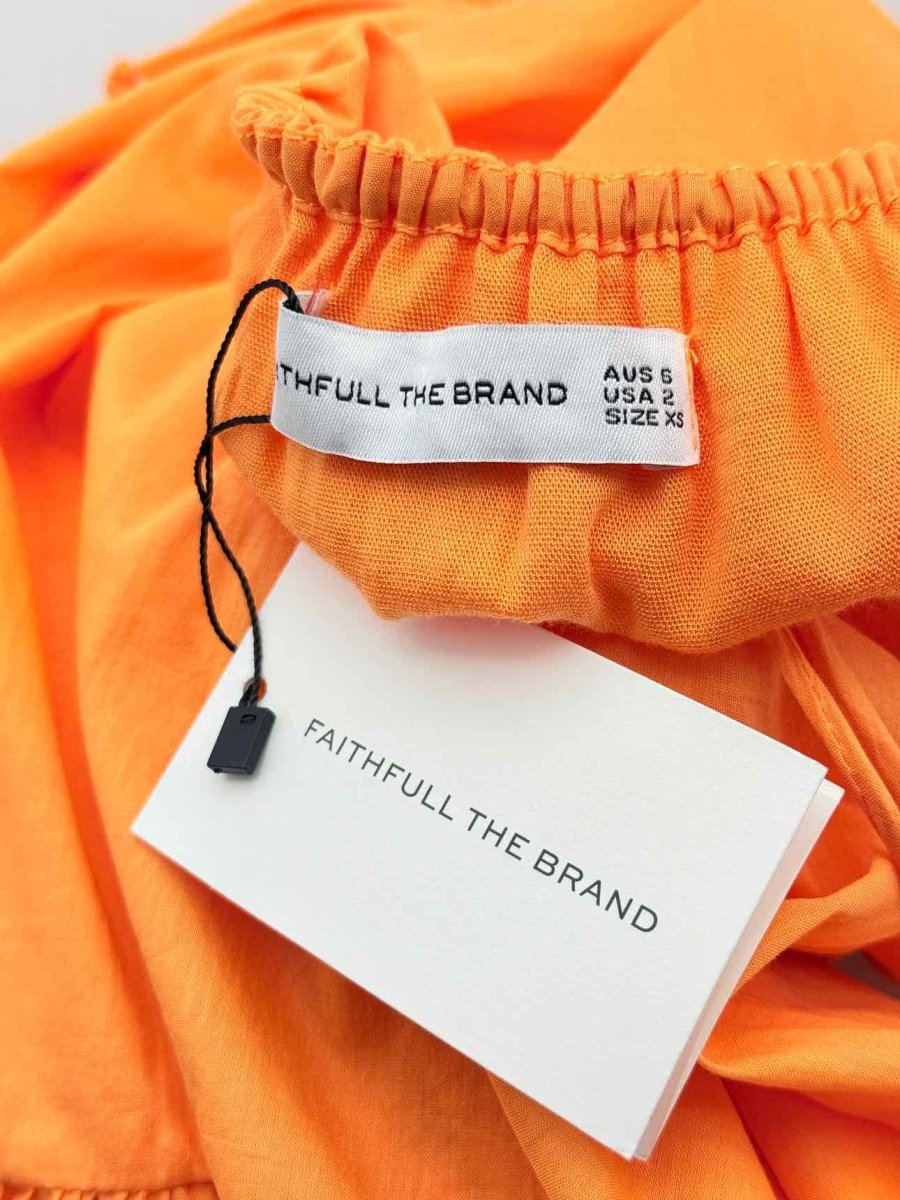 Pre - loved FAITHFULL THE BRAND Willona Orange Size US 2 Midi Dress at Reems Closet