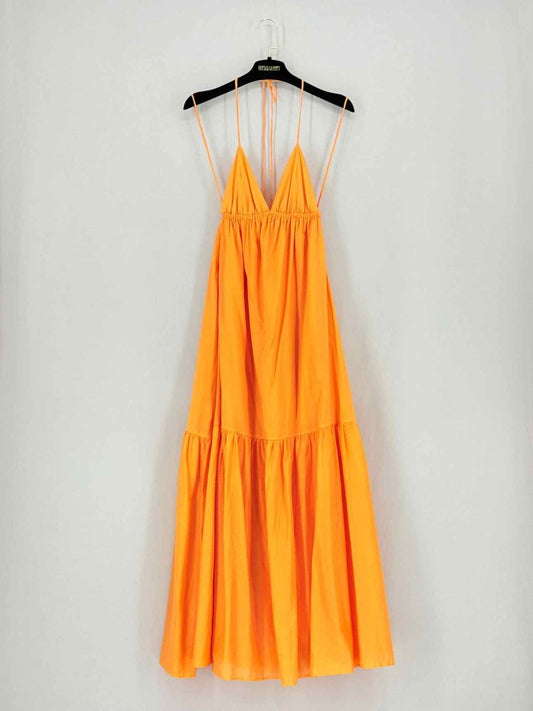 Pre - loved FAITHFULL THE BRAND Willona Orange Size US 2 Midi Dress at Reems Closet