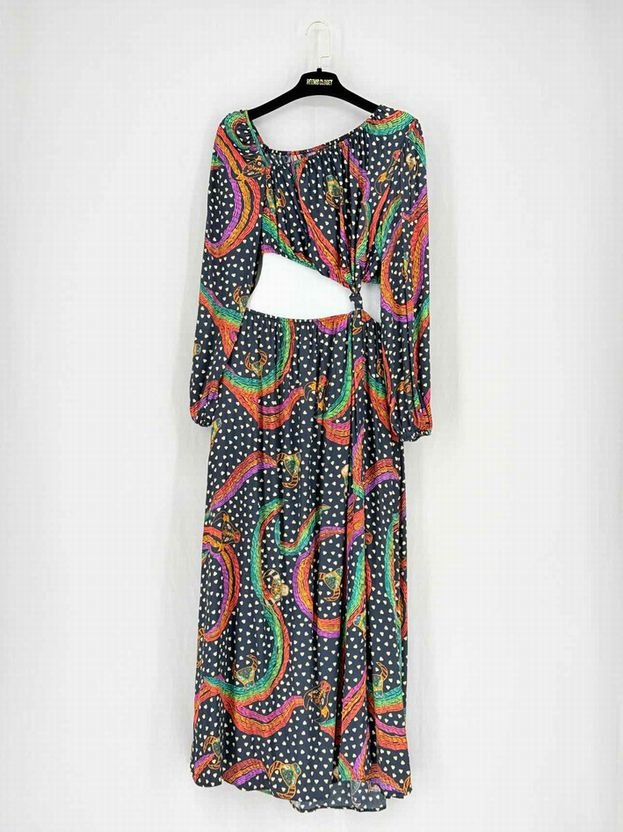 Pre - loved FARM RIO Black Multicolor Size XSmall Long Dress at Reems Closet