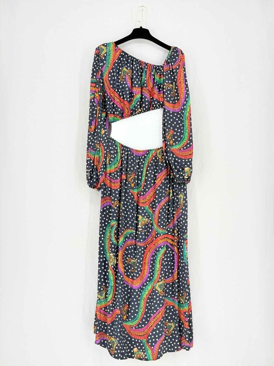 Pre - loved FARM RIO Black Multicolor Size XSmall Long Dress at Reems Closet