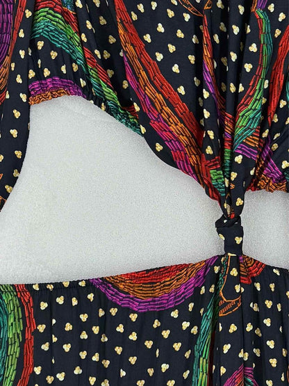 Pre - loved FARM RIO Black Multicolor Size XSmall Long Dress at Reems Closet