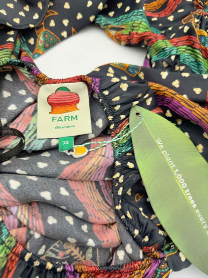 Pre - loved FARM RIO Black Multicolor Size XSmall Long Dress at Reems Closet