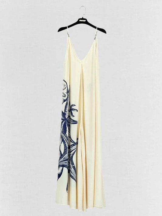 Pre - loved FARM RIO Cream & Navy Blue Size Medium Jumpsuit at Reems Closet