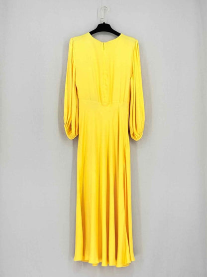 Pre - loved FARM RIO Front Circle Yellow Size Medium Midi Dress at Reems Closet