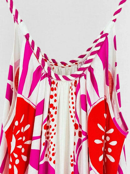 Pre - loved FARM RIO Maia Pink & White Printed Size Medium Jumpsuit at Reems Closet