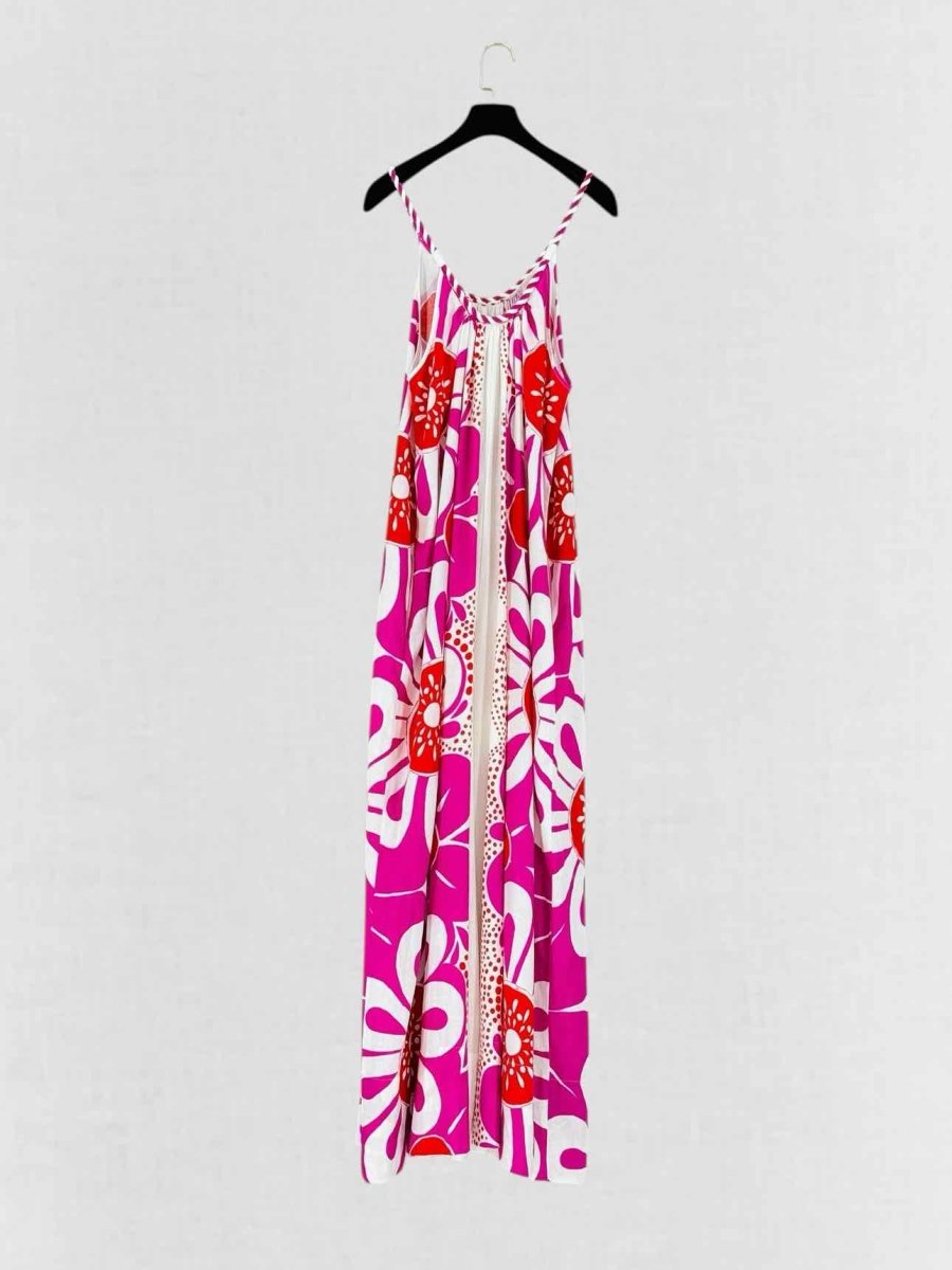 Pre - loved FARM RIO Maia Pink & White Printed Size Medium Jumpsuit at Reems Closet