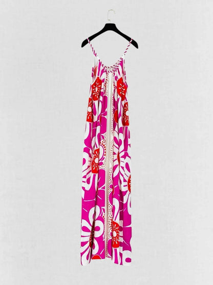Pre - loved FARM RIO Maia Pink & White Printed Size Medium Jumpsuit at Reems Closet