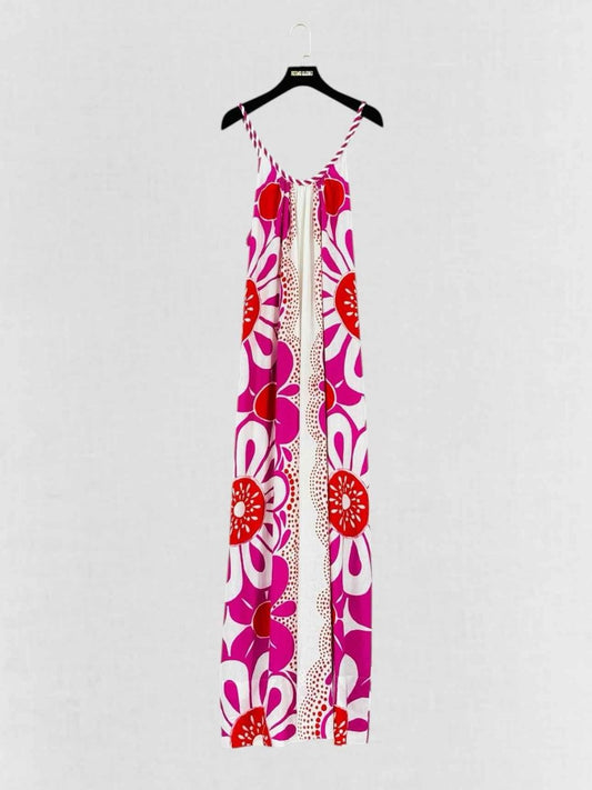 Pre - loved FARM RIO Maia Pink & White Printed Size Medium Jumpsuit at Reems Closet