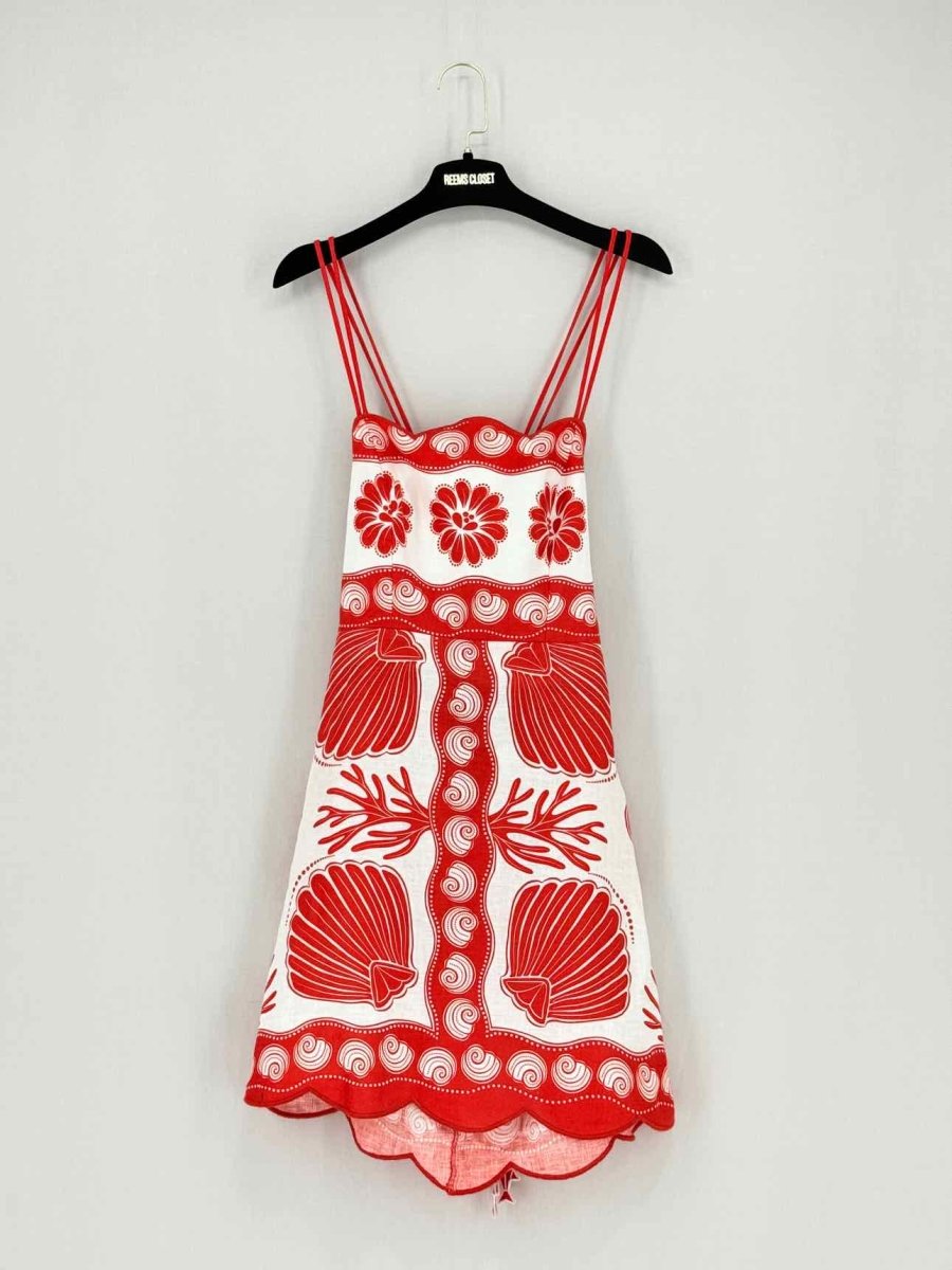Pre - loved FARM RIO Red & White Shells Size XSmall Short Dress at Reems Closet