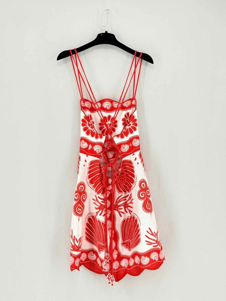 Pre - loved FARM RIO Red & White Shells Size XSmall Short Dress at Reems Closet
