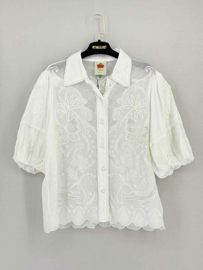 Pre - loved FARM RIO White Floral Size Large Shirt at Reems Closet