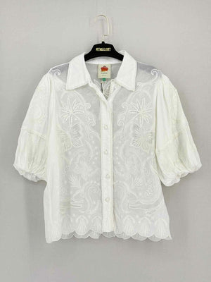 Pre - loved FARM RIO White Floral Size Large Shirt at Reems Closet