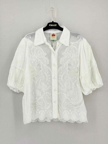 Pre - loved FARM RIO White Floral Size Large Shirt at Reems Closet