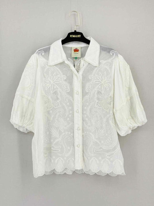 Pre - loved FARM RIO White Floral Size Large Shirt at Reems Closet
