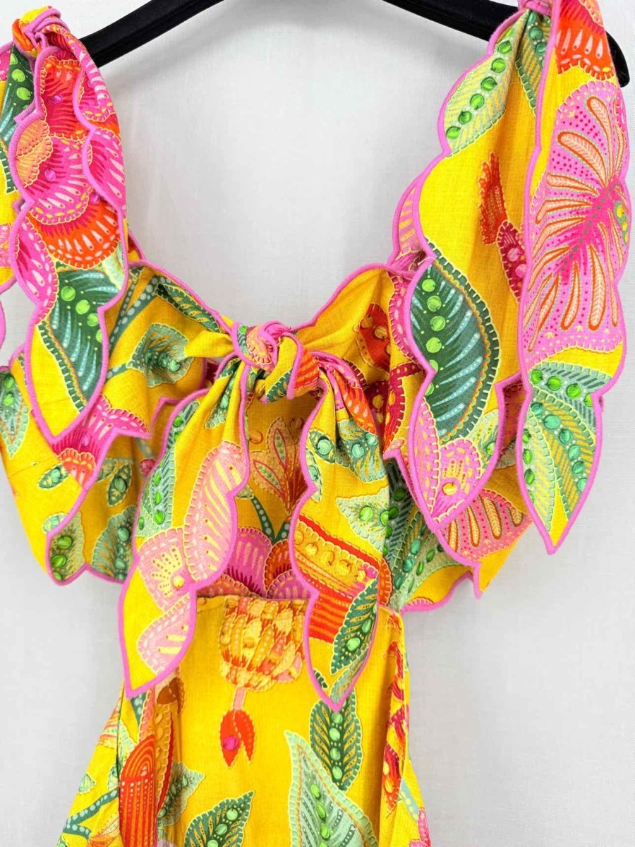 Pre-loved FARM RIO Yellow Multicolor Size Medium Midi Dress at Reems Closet