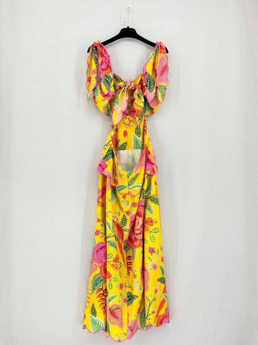 Pre-loved FARM RIO Yellow Multicolor Size Medium Midi Dress at Reems Closet