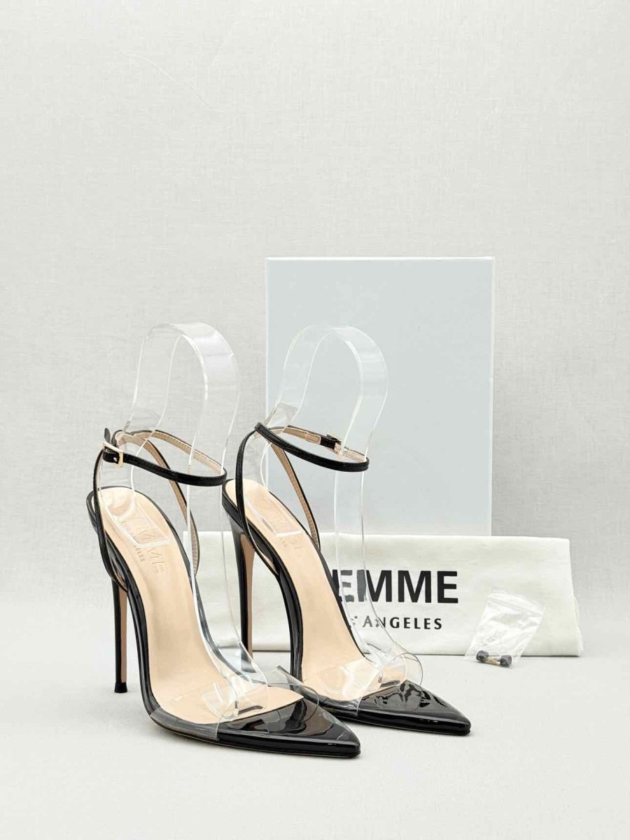 Pre - loved FEMME G Buckle Black Size EU 38 Heeled Sandals at Reems Closet