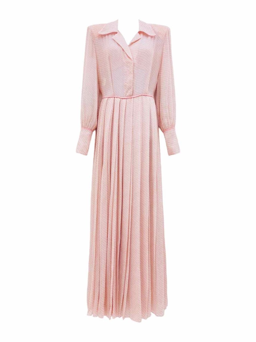 Pre - loved FENDI Abito Intero Pink Boucle Long Dress at Reems Closet