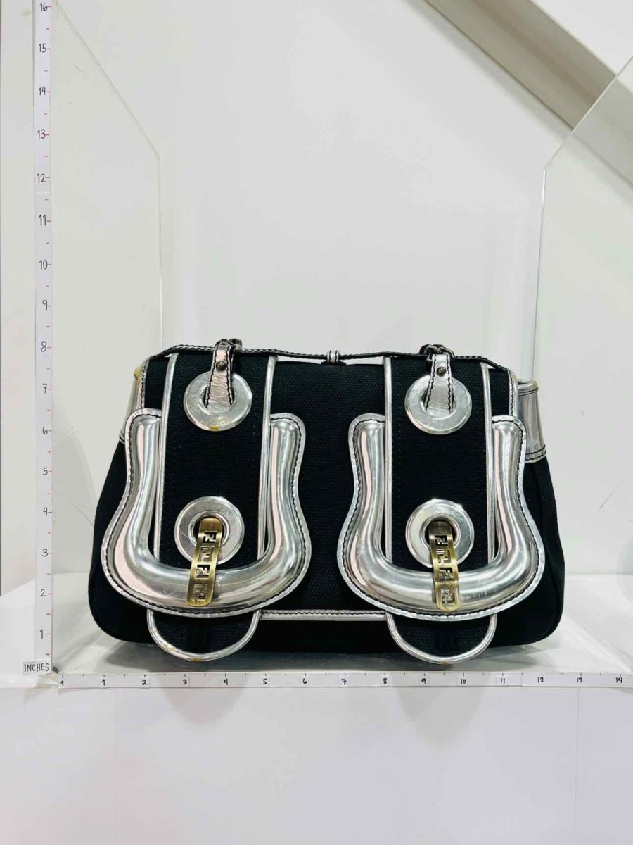 Pre-loved FENDI B Black & Silver Shoulder Bag at Reems Closet