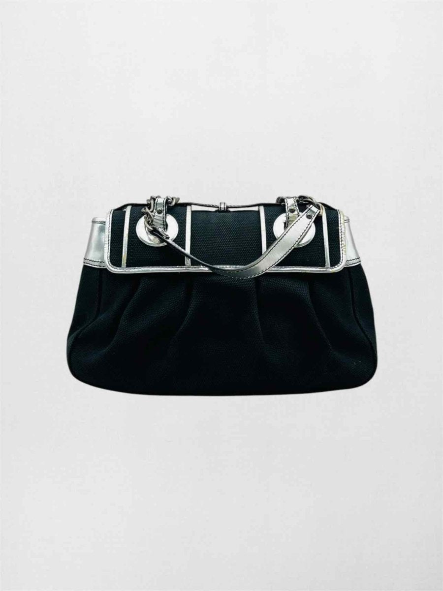 Pre-loved FENDI B Black & Silver Shoulder Bag at Reems Closet