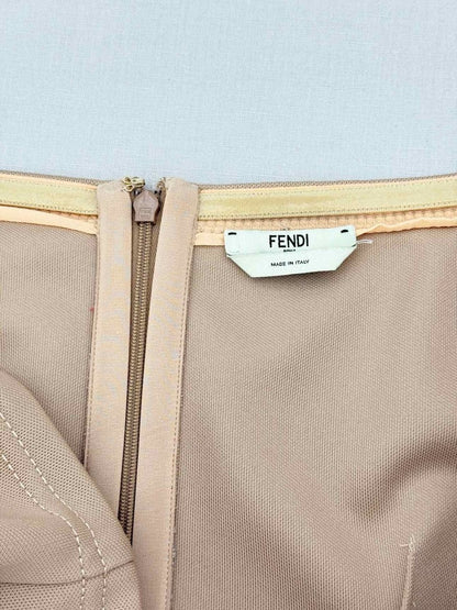 Pre - loved FENDI Beige Size US 6 Knee Length Dress at Reems Closet