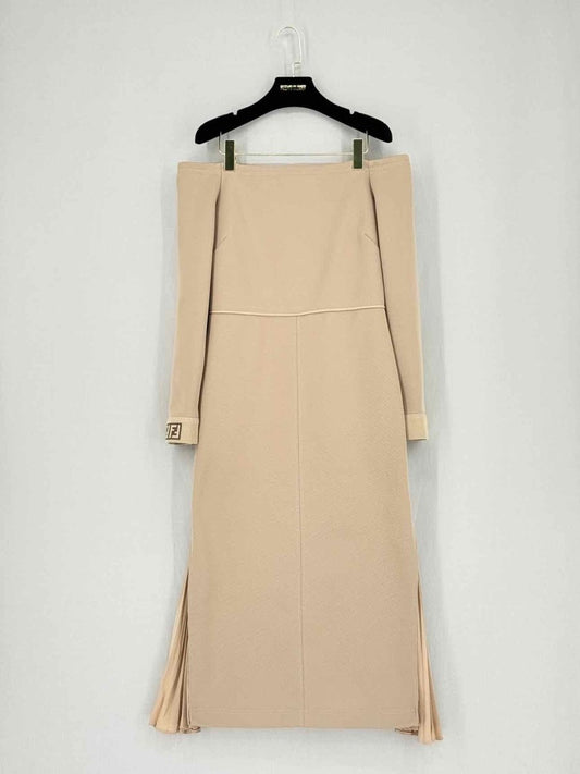 Pre - loved FENDI Beige Size US 6 Knee Length Dress at Reems Closet