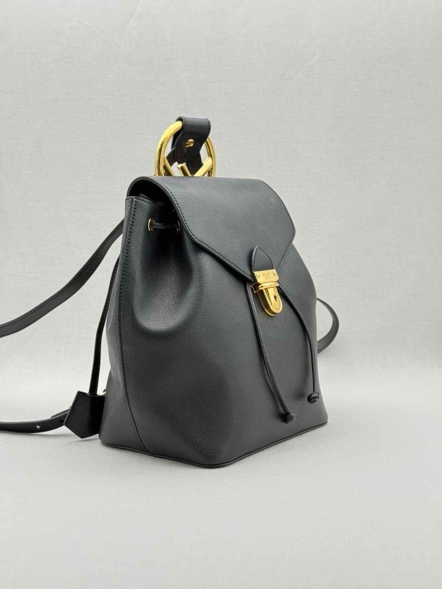 Pre - loved FENDI Black Drawstring Backpack at Reems Closet
