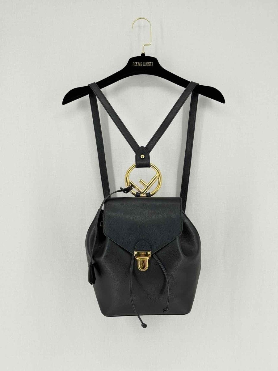 Pre - loved FENDI Black Drawstring Backpack at Reems Closet