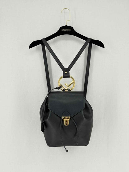 Pre - loved FENDI Black Drawstring Backpack at Reems Closet