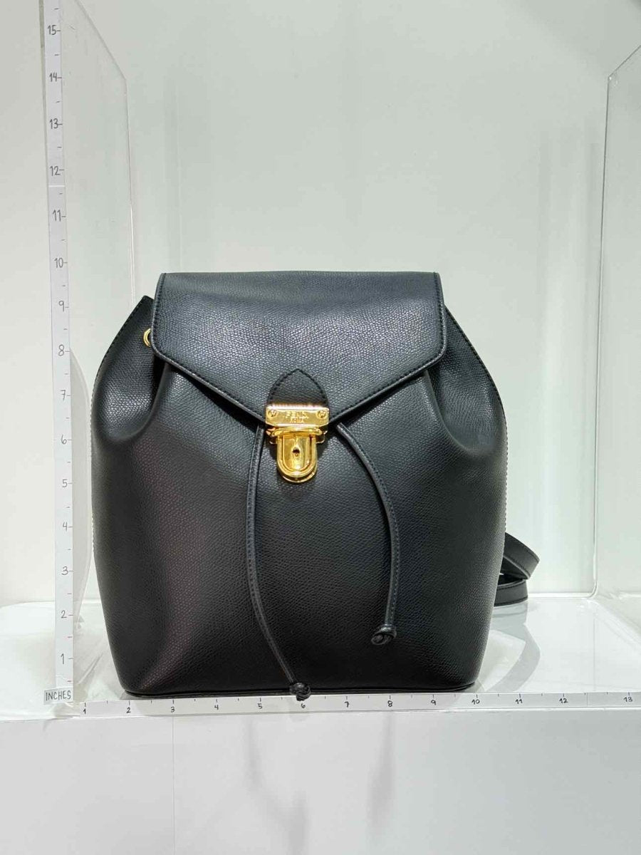 Pre - loved FENDI Black Drawstring Backpack at Reems Closet