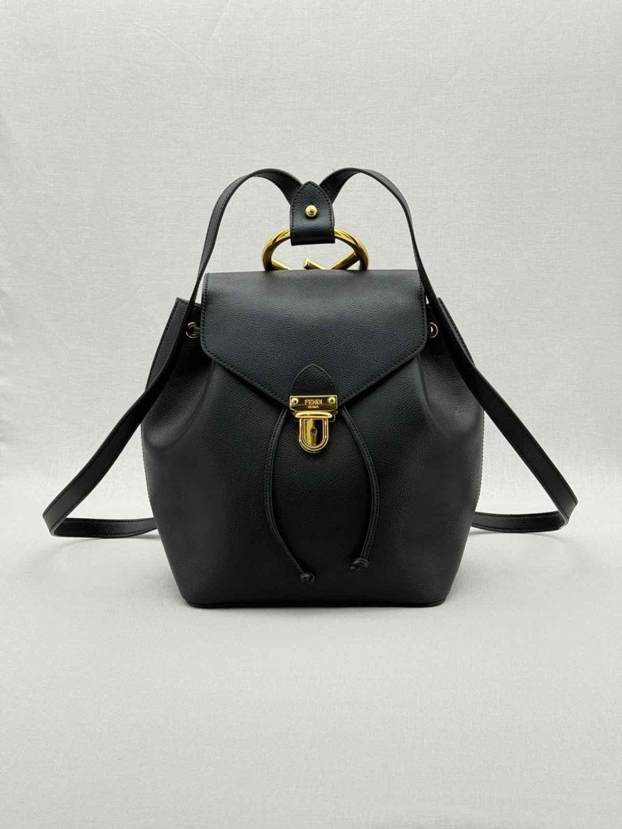 Pre - loved FENDI Black Drawstring Backpack at Reems Closet