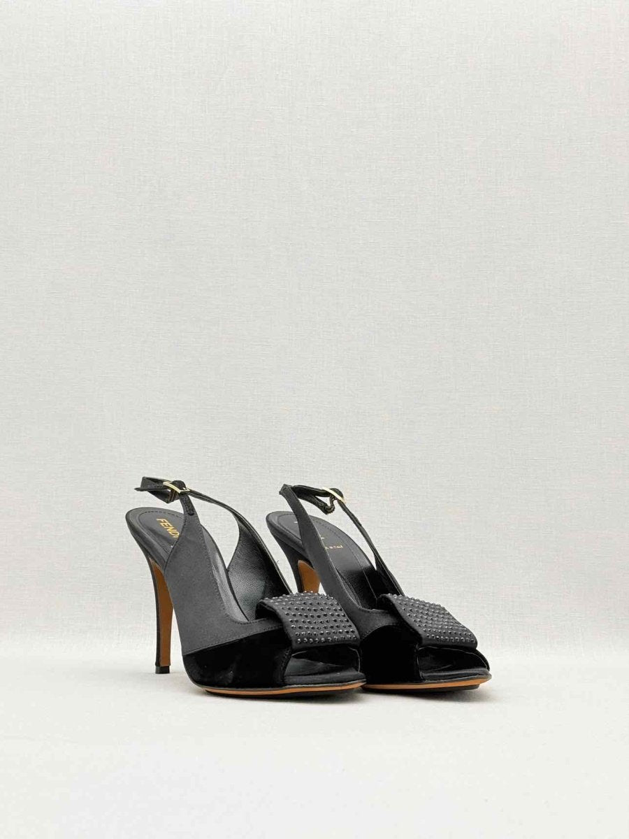 Pre - loved FENDI Black Embellished Size EU 38 Slingbacks at Reems Closet