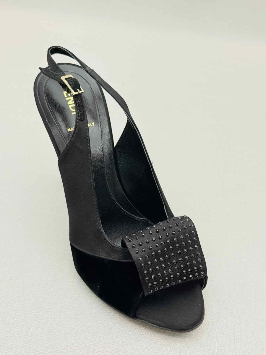 Pre - loved FENDI Black Embellished Size EU 38 Slingbacks at Reems Closet