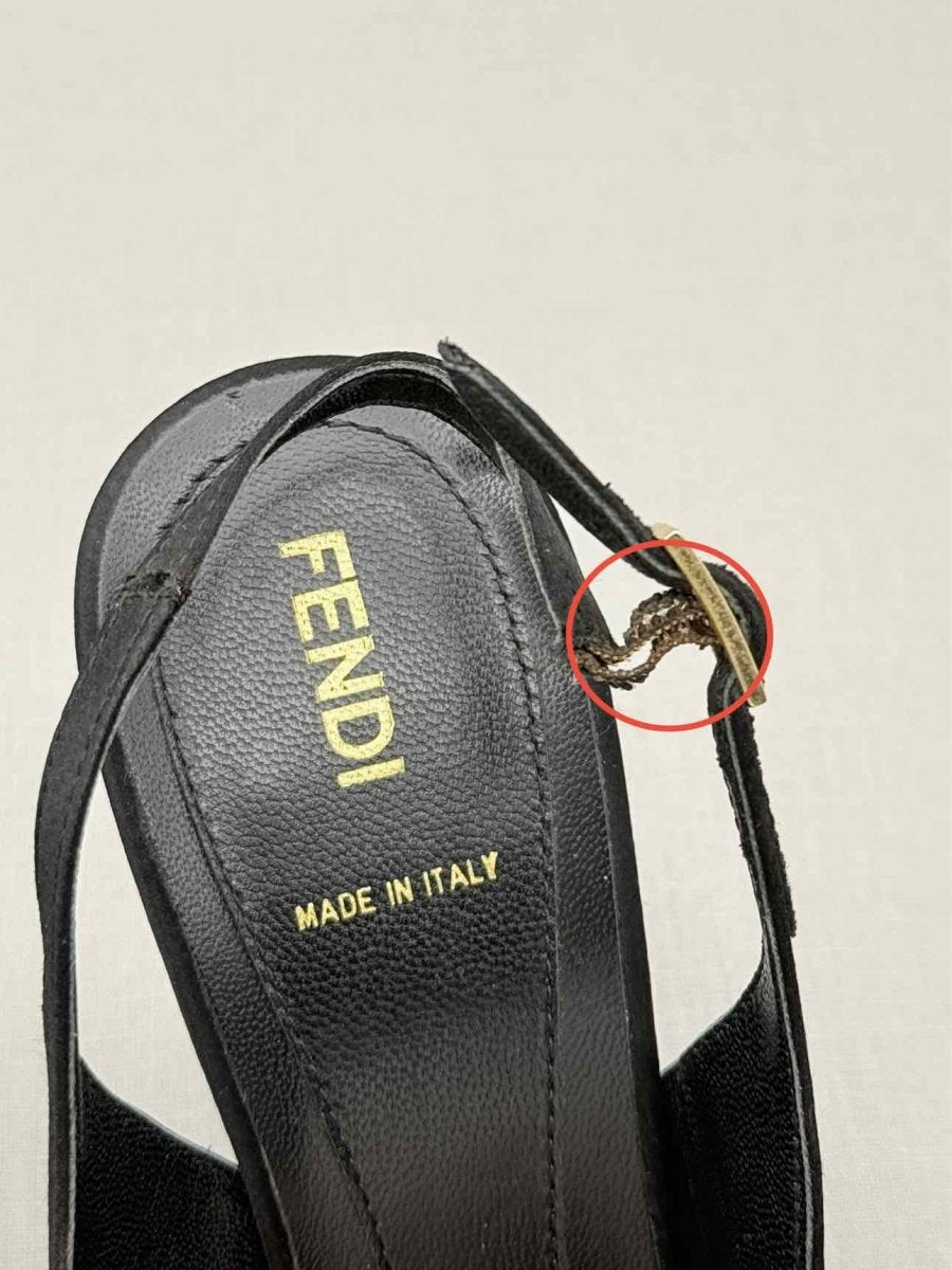 Pre - loved FENDI Black Embellished Size EU 38 Slingbacks at Reems Closet