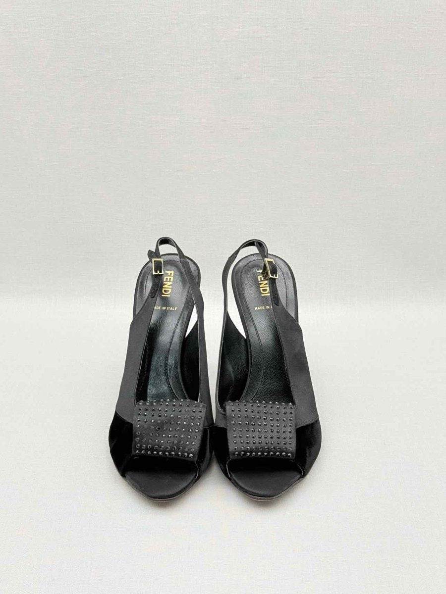 Pre - loved FENDI Black Embellished Size EU 38 Slingbacks at Reems Closet