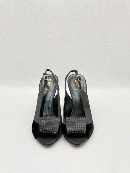 Pre - loved FENDI Black Embellished Size EU 38 Slingbacks at Reems Closet