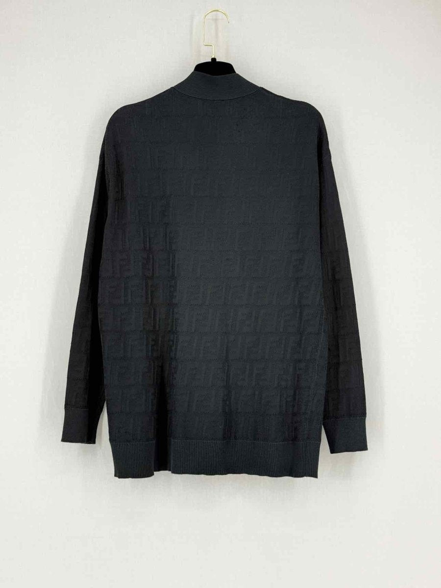 Pre - loved FENDI Black FF Jacquard Size US 4 Cardigan at Reems Closet