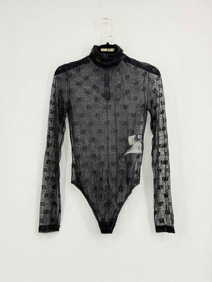 Pre - loved FENDI Black Flock Size US 2 Bodysuit at Reems Closet