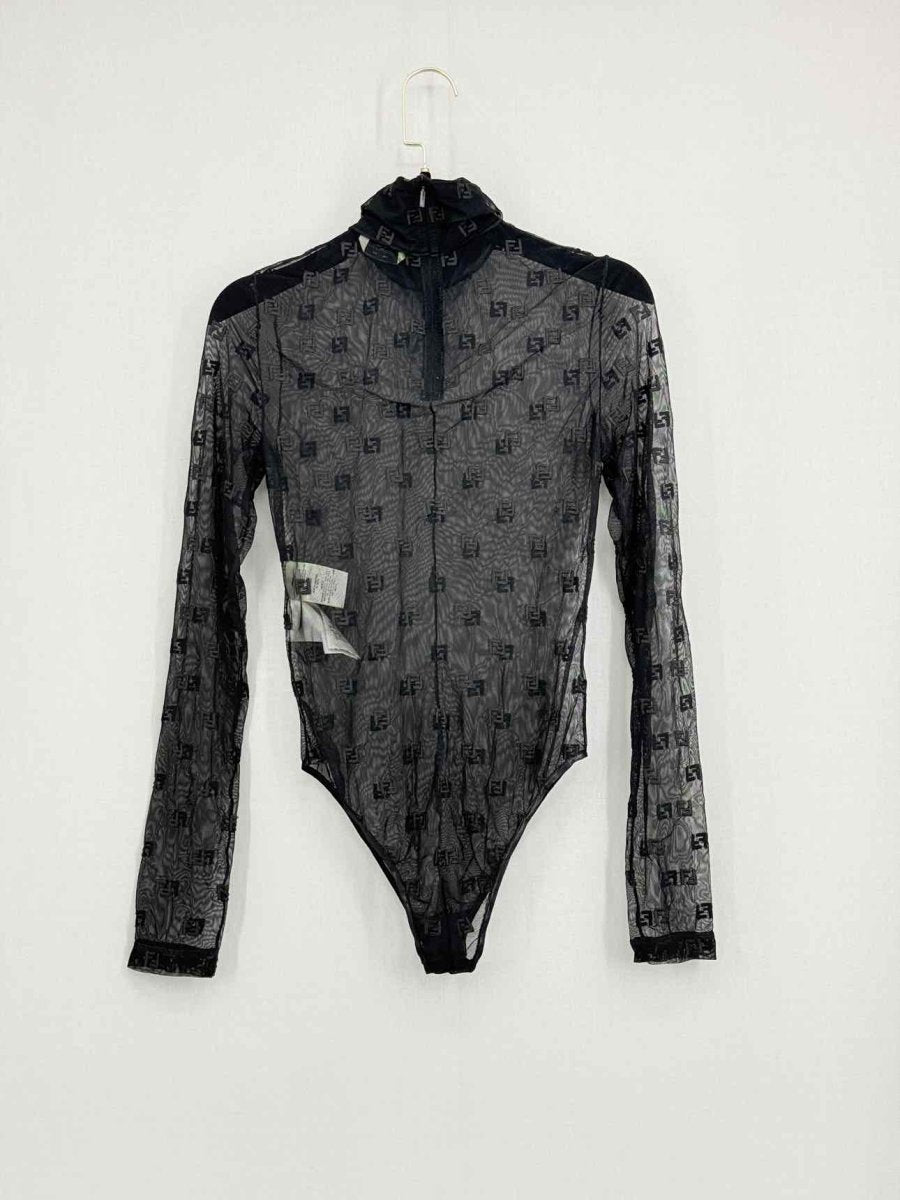 Pre - loved FENDI Black Flock Size US 2 Bodysuit at Reems Closet