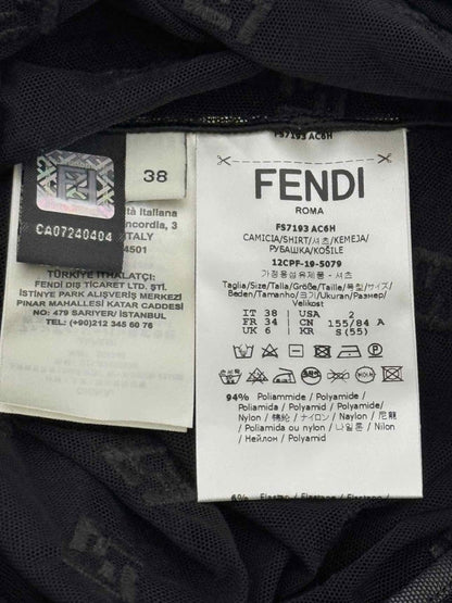 Pre - loved FENDI Black Flock Size US 2 Bodysuit at Reems Closet