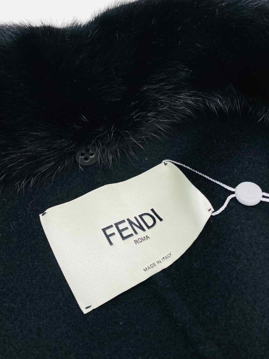 Pre - loved FENDI Black Fur Collar Coat at Reems Closet