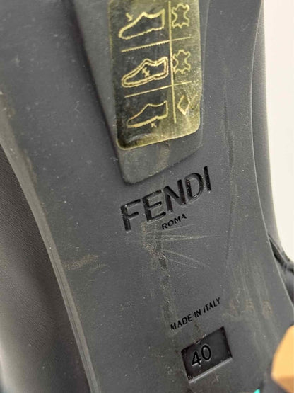 Pre-loved FENDI Black & Green Size EU 40 Ankle Boots at Reems Closet