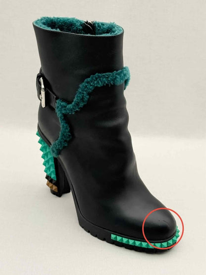 Pre-loved FENDI Black & Green Size EU 40 Ankle Boots at Reems Closet